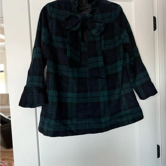 Tuckernuck Blackwatch navy and green Plaid Faye Blouse, large - Picture 6 of 6